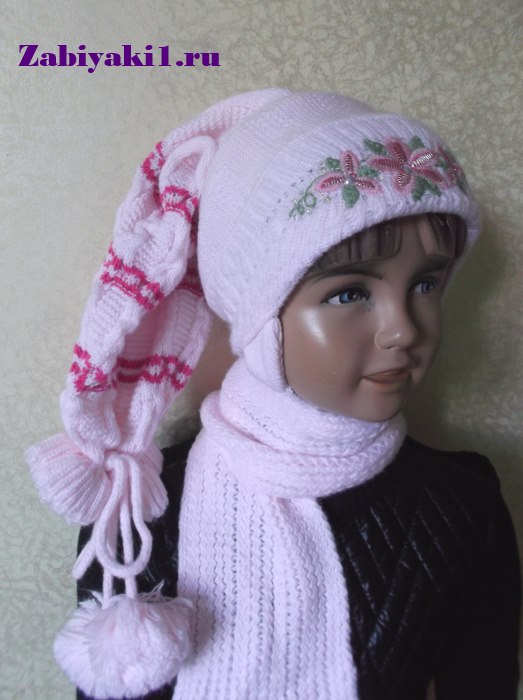 Осенняя шапка и шарф для девочки Akaz