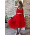 Красное нарядное платье для девочки