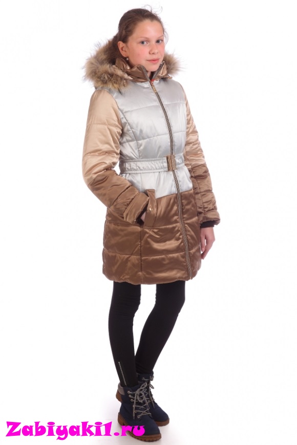 Комбинированное пальто для девочки зима Malinoffka